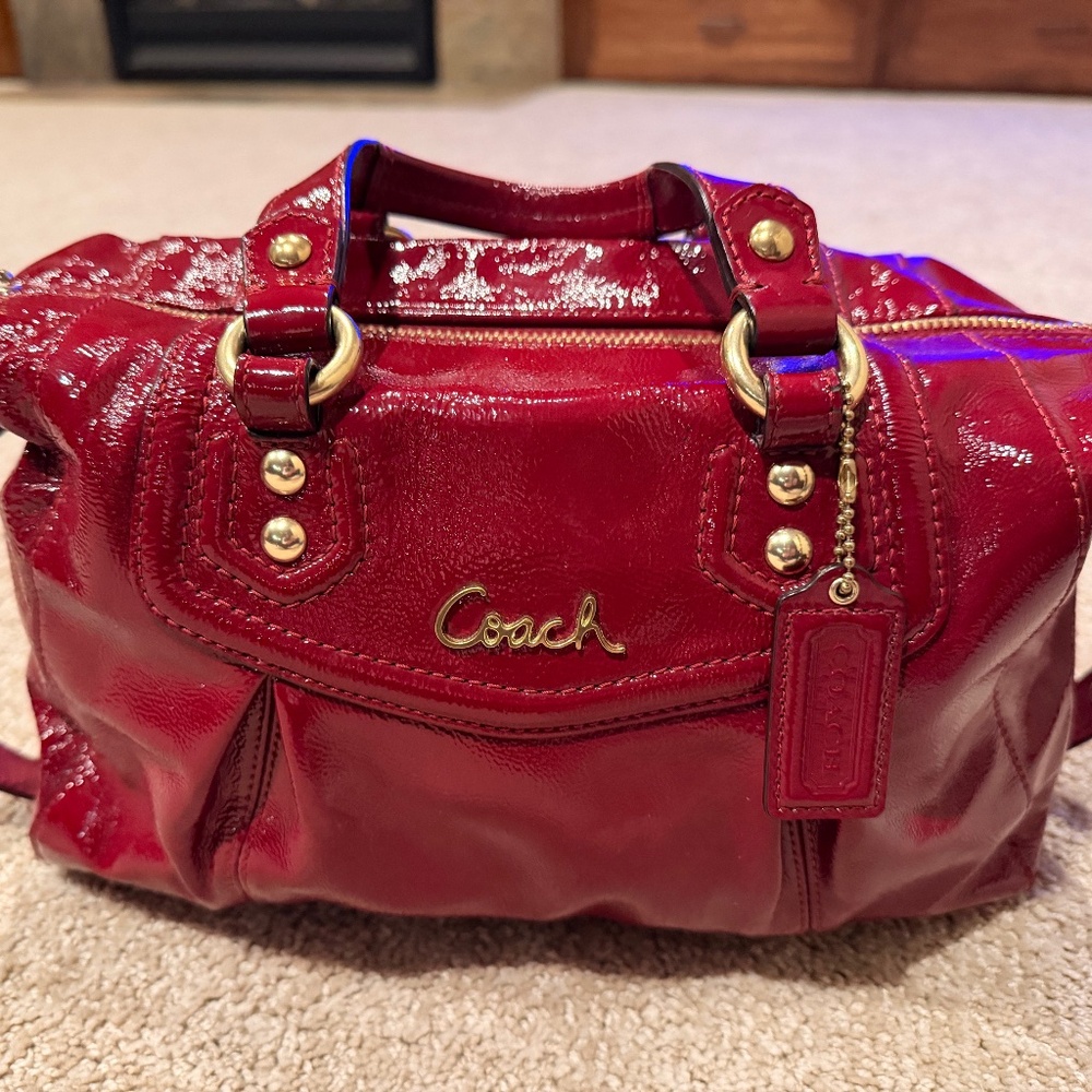 Red patent leather Coach purse